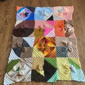 VINTAGE BLANKET AFGHAN CROCHET YARN MULTICOLOR RETRO BOHO PATCH…